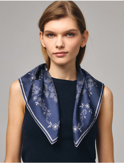 Картинка  Шовкова хустина «Мереживо» Navy